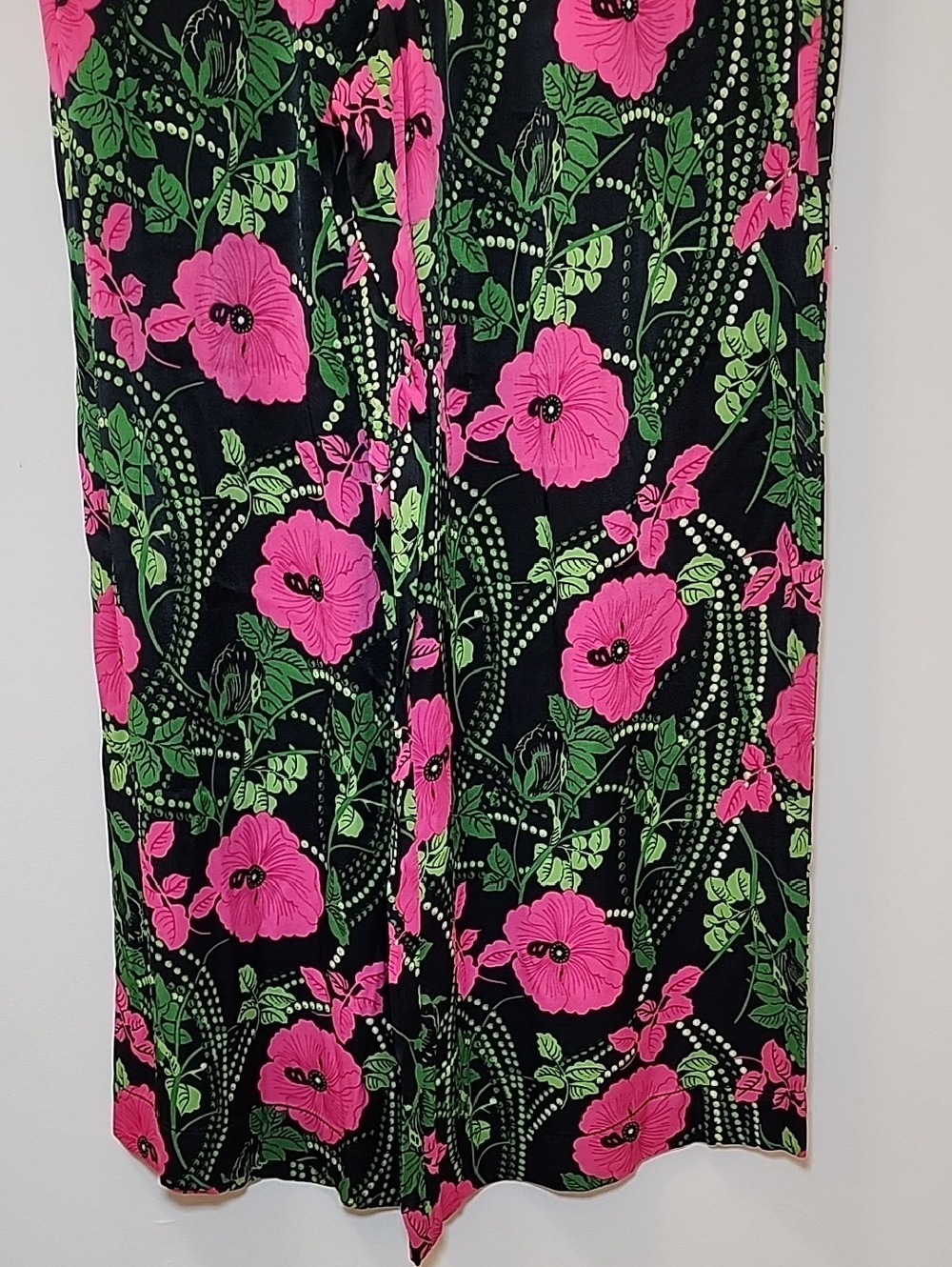 Anthropologie Maeve The Saria Smocked Wide-Leg Floral Pants Kelly Green/Pink S - Picture 5 of 16